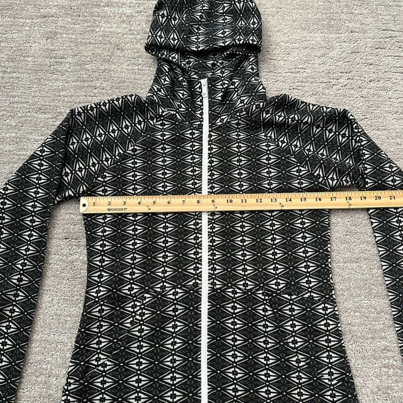 KAVU Sweater Womens Small Black White Geometric Hooded Pockets Full Zip - Picture 8 of 11